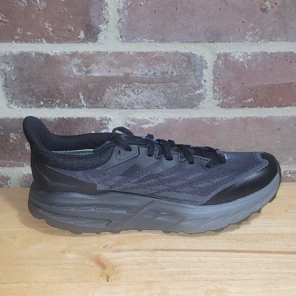 New Mens HOKA Speedgoat 5 GTX Gore-Tex Spike Trail Shoes Black Grey Sz 9 - Picture 2 of 5